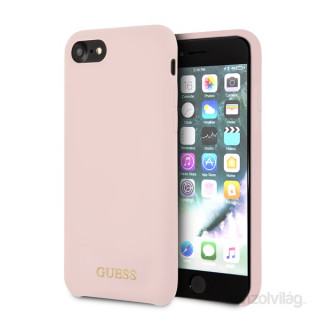 Guess iPhone 8 arany logóval szilikon világos pink tok Mobil