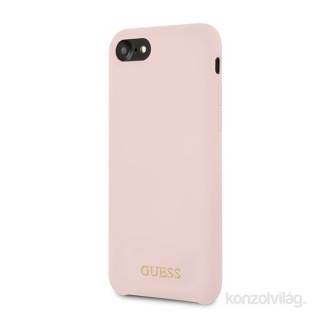 Guess iPhone 8 arany logóval szilikon világos pink tok Mobil