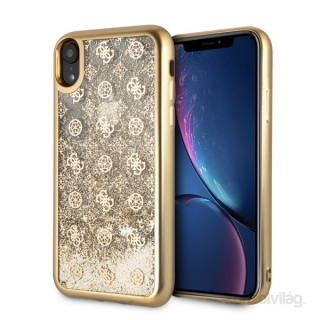 MOBIL-CASE Guess iPhone XR rózsa mintás csillám folyadékkal arany tok Mobil