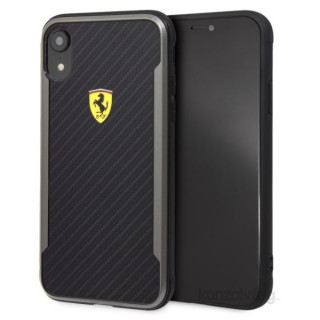 Ferrari SF Racing Shield Iphone XR nyomott karbon hatású fekete tok Mobil