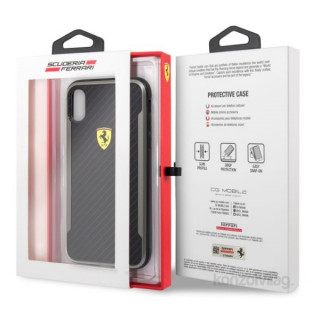 Ferrari SF Racing Shield Iphone XR nyomott karbon hatású fekete tok Mobil