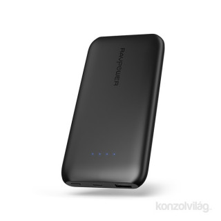 Ravpower RP-PB077 10000 mAh ultravékony, fekete power bank, gyorstöltővel Mobil