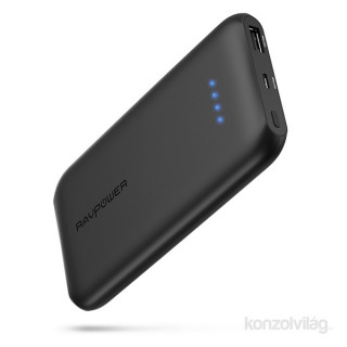 Ravpower RP-PB077 10000 mAh ultravékony, fekete power bank, gyorstöltővel Mobil