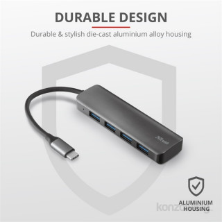 EXT Trust Halyx 4 portos USB-C  USB3.2 alumínium HUB PC