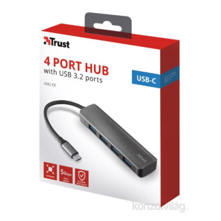 EXT Trust Halyx 4 portos USB-C  USB3.2 alumínium HUB PC