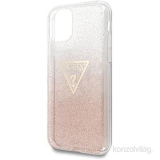 MOBIL-CASE GUESS iPhone 11 Pro Max csillámos folyadékos háromszöges rózsaszín TPU tok Mobil