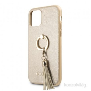 MOBIL-CASE GUESS Saffiano iPhone 11 Pro gyűrűs kitámasztóval bézs kemény tok Mobil