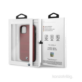 MOBIL-CASE BMW iPhone 11 Pro vízszintesen csíkozott burgundi vörös kemény bőrtok Mobil