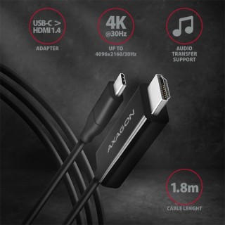 Axagon RVC-HI14C video átalakító kábel 1,85 M USB C-típus HDMI Fekete Mobil