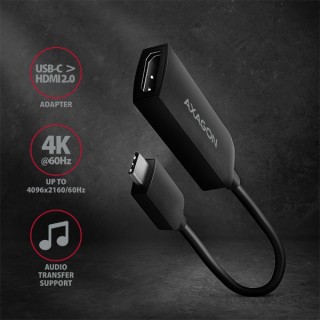 Axagon RVC-HI2 video átalakító kábel 0,21 M USB C-típus HDMI Fekete Mobil