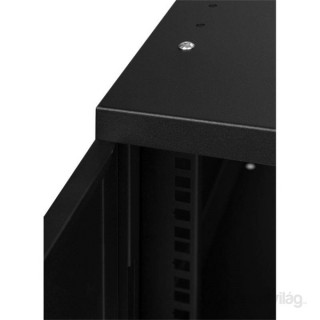 Stalflex RC19-6U-450MB 19" 6U 450 mm mély lapra szerelt fekete fém ajtós fali rack szekrény PC