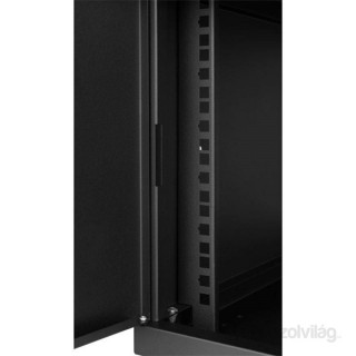 Stalflex RC19-6U-450MB 19" 6U 450 mm mély lapra szerelt fekete fém ajtós fali rack szekrény PC