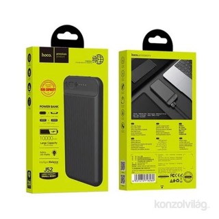 Hoco J52 2xUSB/microUSB/Type-C/10.000 mAh/fekete power bank Mobil