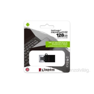 Kingston Technology DataTraveler microDuo3 G2 USB flash meghajtó 128 GB USB Type-A / Micro-USB 3.2 Gen 1 (3.1 Gen 1) PC