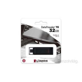 Kingston Technology DataTraveler 70 USB flash meghajtó 32 GB USB C-típus 3.2 Gen 1 (3.1 Gen 1) Fekete PC