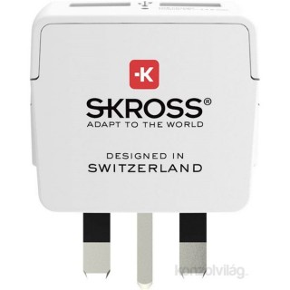 Skross beépített USB töltővel az Egyesült Királyságba utazóknak csatlakozó átalakító PC