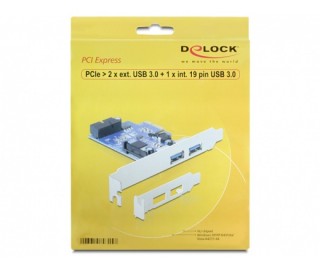 EXT DeLock PCI Express Card > 2 x external USB 3.0 + 1 x internal 19 pin USB 3.0 PC