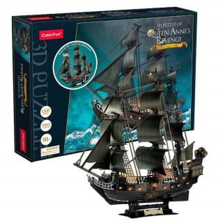 3D puzzle - Queen Anne's Revenge - LED-es változat - 293 db-os Játék