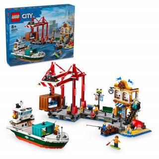 LEGO City: Tengerparti kikötő teherszállító hajóval (60422) Játék