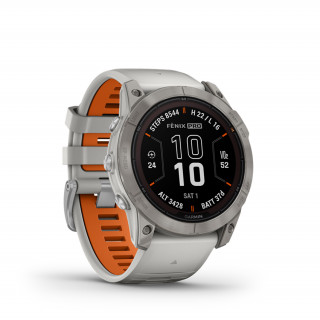 Garmin Fenix 7X Pro Sapphire Solar, titánium, ködszürke-narancs színű szilikon szíjjal Mobil