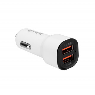 S-Link Autós töltő - SL-EC30L (2db USB, 5V/2.4A/3,4A, 17W, Lightning, 100cm adat+töltőkábel, fehér) Mobil