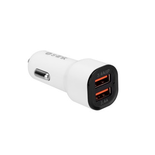 S-Link Autós töltő - SL-EC30M (2db USB, 5V/2.4A/3,4A, 17W, Micro usb, 100cm adat+töltőkábel, fehér) Mobil