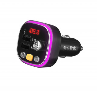 S-Link FM Transmitter - SL-BT306 (5V/3.1A, Bluetooth, 2db USB,Micro SD, RGB) Mobil