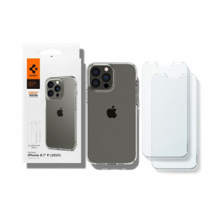 Spigen Crystal Pack Apple iPhone 13 Pro Crystal Clear tok, átlátszó + Glas.tR tempered kijelzővédő fólia (2db) Mobil