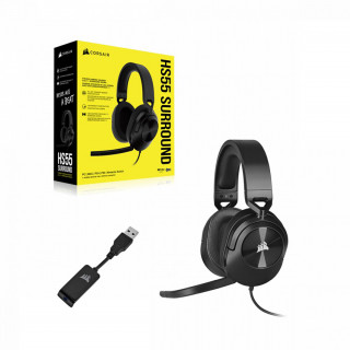 CORSAIR HS55 Surround Gaming fejhallgató, Carbon (CA-9011265-EU) PC