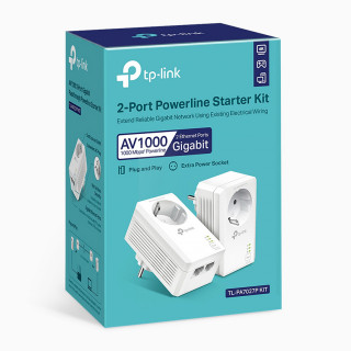 TP-LINK TL-PA7027P-KIT AV1000 2-Port Gigabit Pass-through Powerline Starter Kit PC